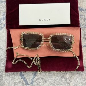 Gucci Gold Chain-Embellished Sunglasses